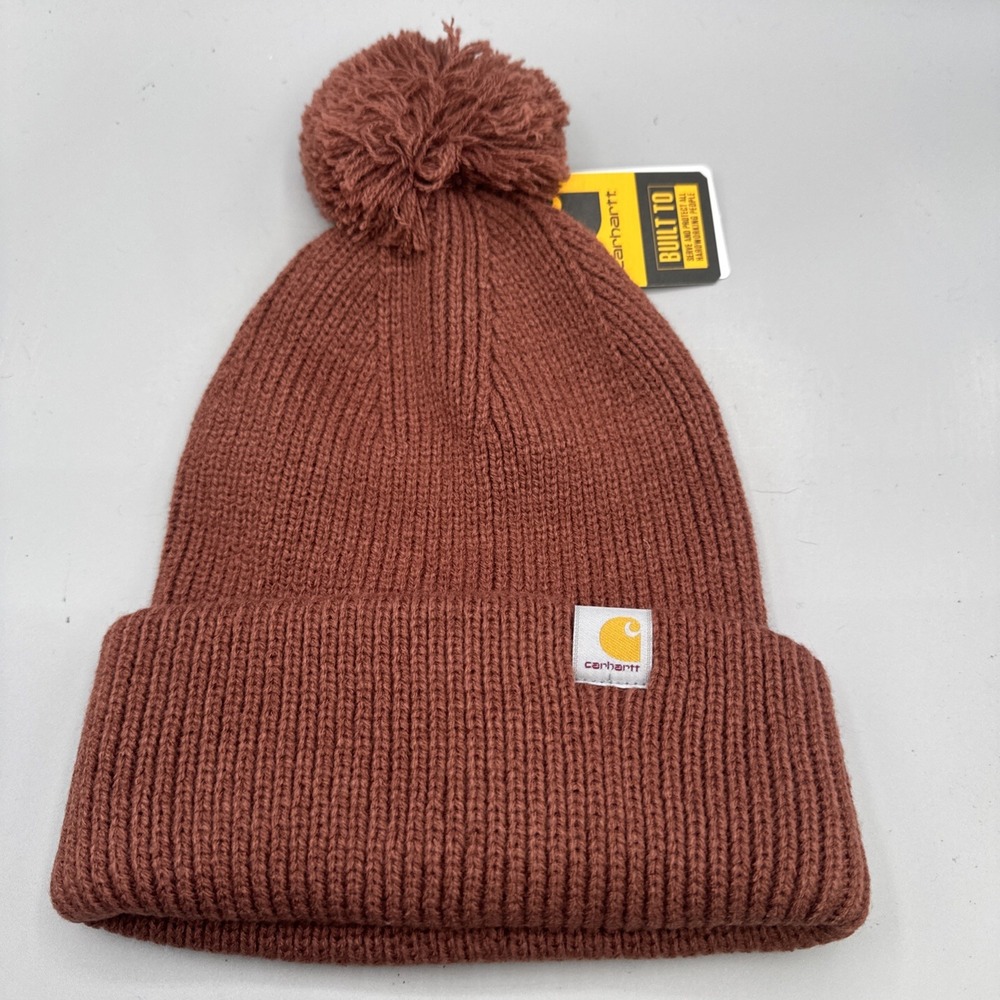 Carhart Knit Pom-Pom Women's Cuffed Beanie Brown AH6003-W-NWT (HW105)